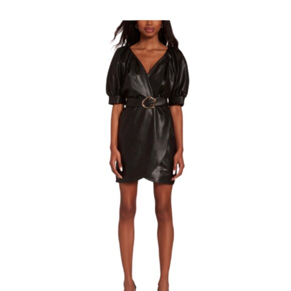AMANDA UPRICHARD Durand Faux Leather Mini Dress - Picture 1 of 4